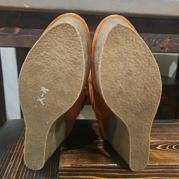 SBICCA Vintage Collection WEDGE Tassel Suede Leather Ankle Bootie Boots sz 7.5 - Picture 7 of 11